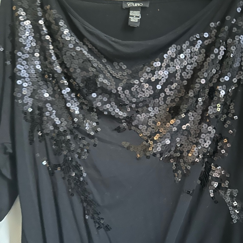 Cupid Black Sequin Top Size S - Picture 3 of 6